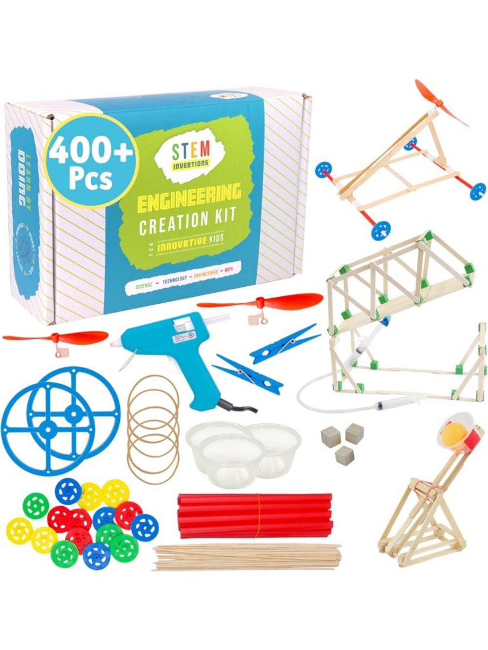 STEM Craft Kit for Kids - 25 Engineering Projects, 400+ Components, Ages 8